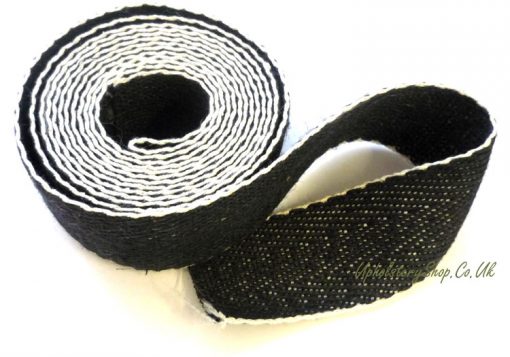Black and White Cotton Herringbone Webbing