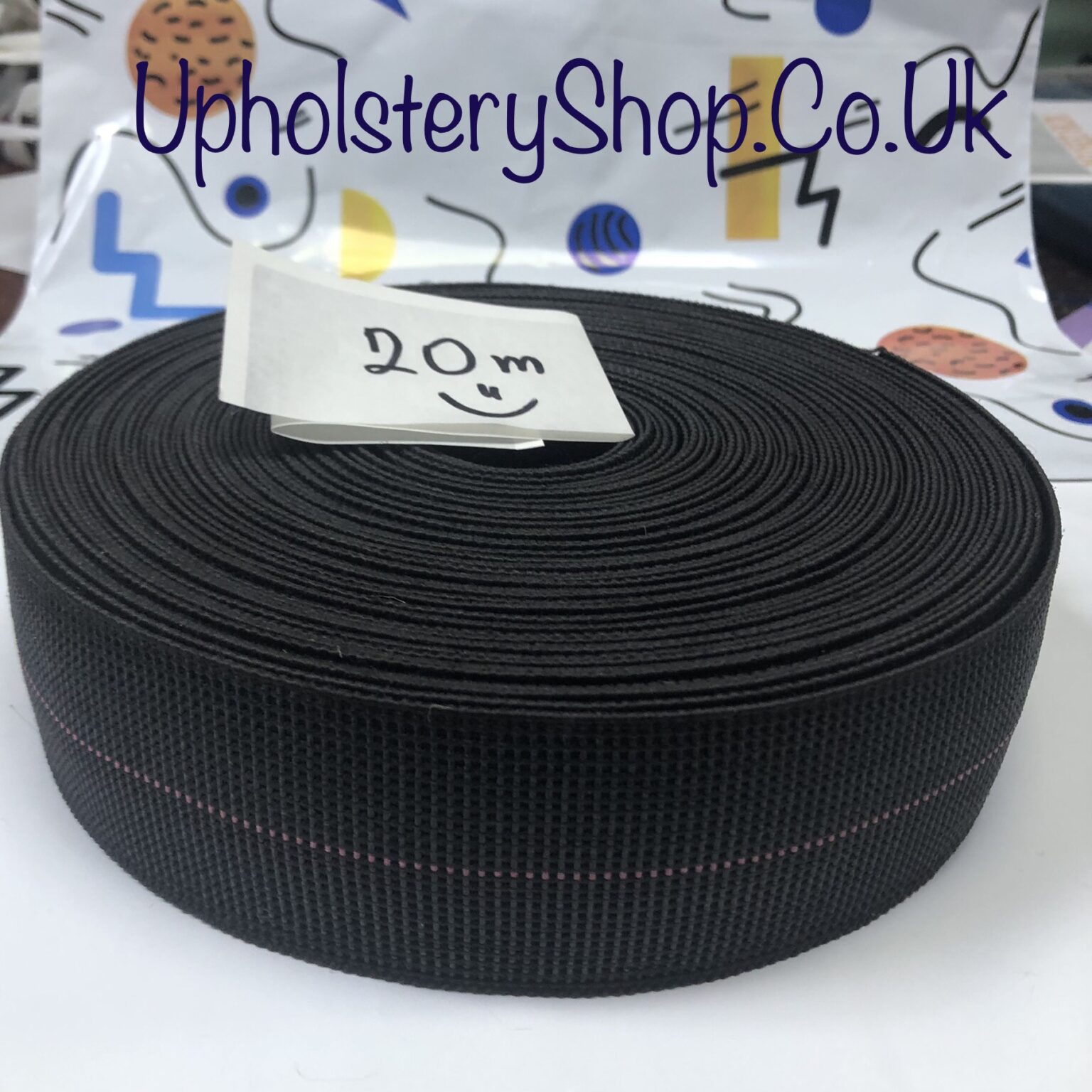 elasticated webbing red stripe